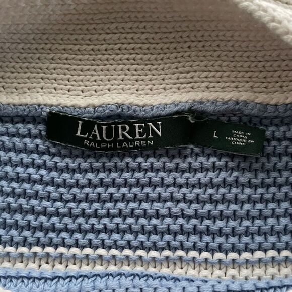 Lauren Ralph Lauren Sweater Classic Nautical Striped Knit Pullover Womens Large - Picture 3 of 7